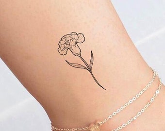 Mini Temporary Tattoo / Flower / Carnation Tattoo / Beautiful - Etsy