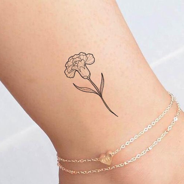 Mini Tatouage Temporaire / Fleur / Œillet / Superbe Tatouage