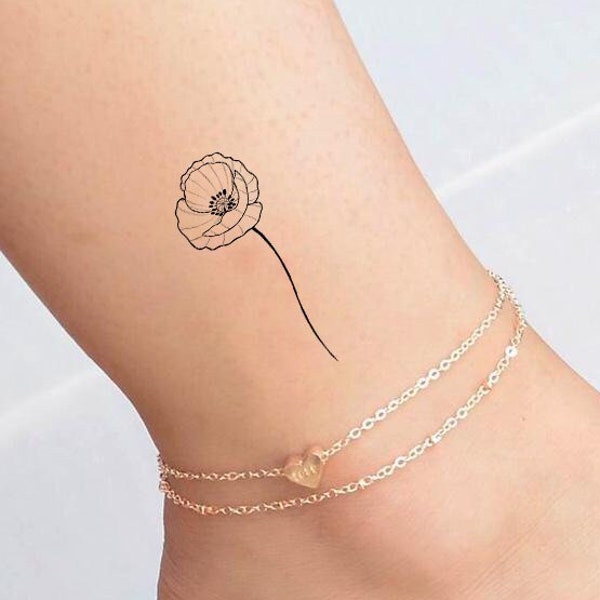 Mini temporary Tattoo / Poppy Tattoo / Beautiful Tattoo