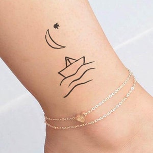 Mini temporary Tattoo / Boat Moon Tattoo / Beautiful Tattoo