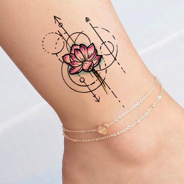 Mini Tatouage Temporaire / Fleur de Lotus / Superbe Tatouage