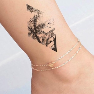 Mini temporary Tattoo / Palm Tree & Sea / Beautiful Tattoo