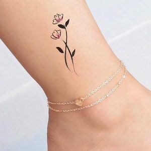 Mini Tatouage Temporaire / Fleurs Colorées / Superbe Tatouage