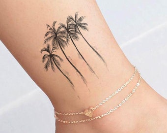 Mini tatuaje temporal de palmeras