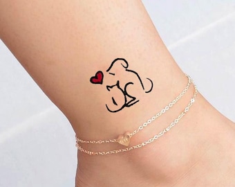 Mini Temporary Tattoo Dog Cat Love Beautiful Tattoo Etsy