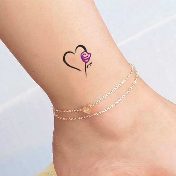 Mini temporary Tattoo / Heart Tattoo Color /Purple / Beautiful Tattoo