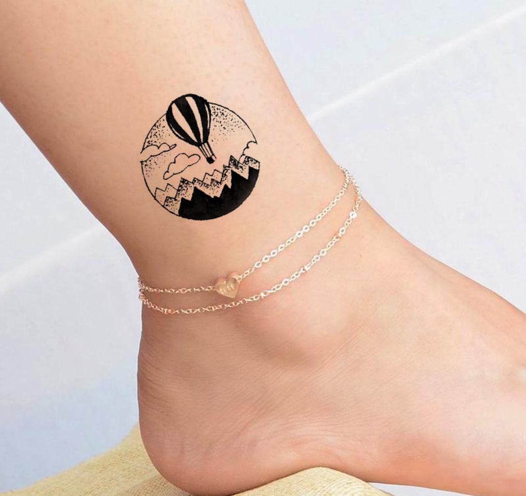 Hot Air Balloon Temporary Tattoo: Mini Mountain Design - Etsy, image size:1080x1019