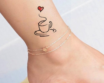Mini temporary Tattoo / Coffee heart /  Tattoo Color / Beautiful Tattoo