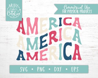 America svg, retro America svg, Cute America svg, retro america png, patriotic svg cut file, 4th of july svg file, 4th of july png, America