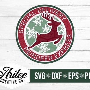 Reindeer Express SVG - Special Delivery SVG - Christmas Gift Tag SVG - Christmas svg file for Cricut and Silhouette - Santa Mail svg