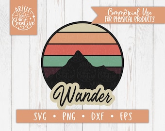 Mountain SVG - Wander SVG - Outdoor Circle SVG - Mountain Svg Files for Cricut and Silhouette - Mountain Outline Svg - Adventure Svg