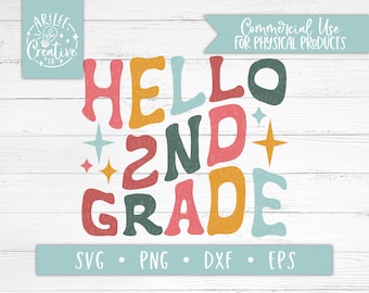 2nd Grade SVG - Second Grade SVG, First Day of School SVG, Hello 2nd grade svg, Back to School Svg, Retro 2nd grade svg, 2nd Grade png