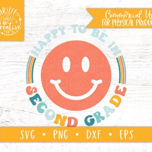 Second Grade SVG, First Day of School SVG, First Day of 2nd Grade SVG, Smile svg, Retro 2nd Grade svg, Second Grade sublimation file, png