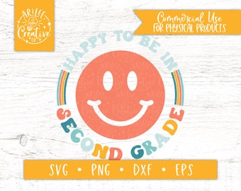 Second Grade SVG, First Day of School SVG, First Day of 2nd Grade SVG, Smile svg, Retro 2nd Grade svg, Second Grade sublimation file, png