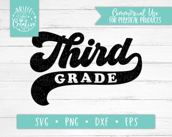 Third Grade SVG, Retro 3rd Grade svg, First Day of School SVG, retro back to school svg, vintage third grade svg, 3rd Grade Cut File, png