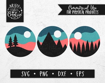Mountain Sky Silhouette SVG - Mountain SVG - Mountain and Trees SVG - Outdoors Circle Svg - Travel Svg - Pine Tree Svg