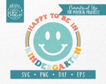 Kindergarten SVG, First Day of School SVG, First Day of Kindergarten SVG, Smile svg, Retro Kindergarten svg, Kindergarten sublimation file