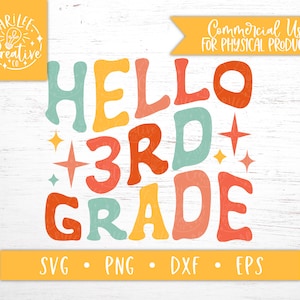 Hello 3rd Grade SVG, Third Grade SVG, First Day of School SVG, 3rd Grade svg, Back to School Svg, Trendy 3rd Grade svg, 3rd Grade png