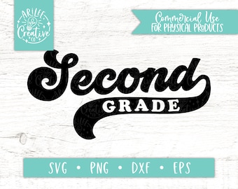Second Grade SVG, Retro 2nd Grade svg, First Day of School SVG, retro back to school svg, vintage second grade svg, 2nd Grade Cut File, png