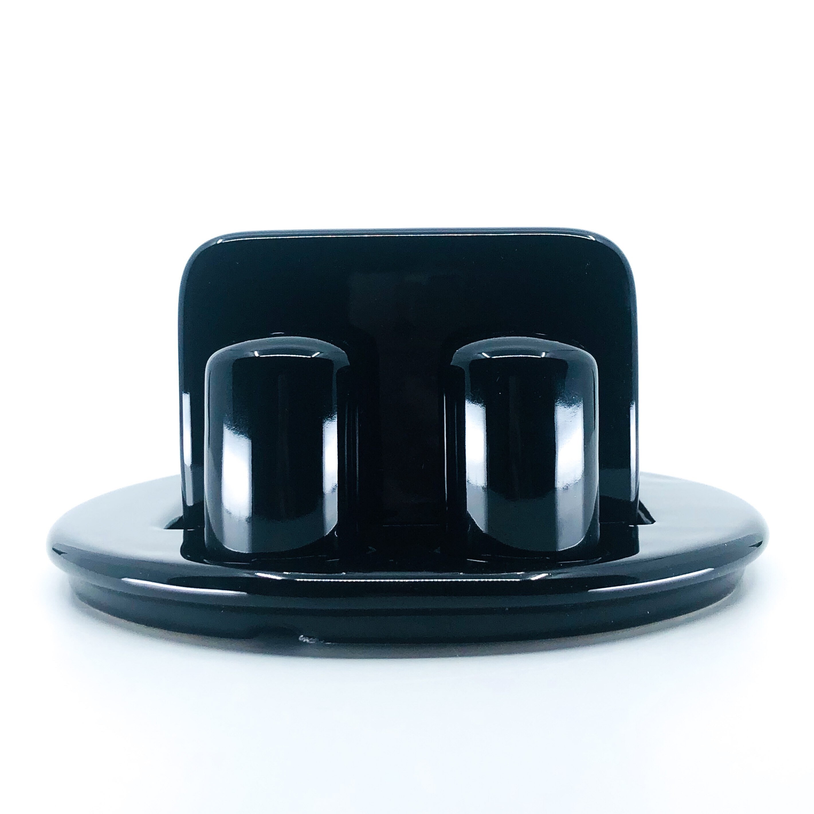 Vintage Black Ceramic Condiment Set Etsy