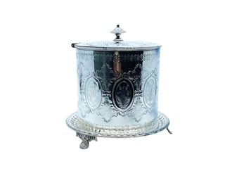 Antique Silver Plate Biscuit Barrel