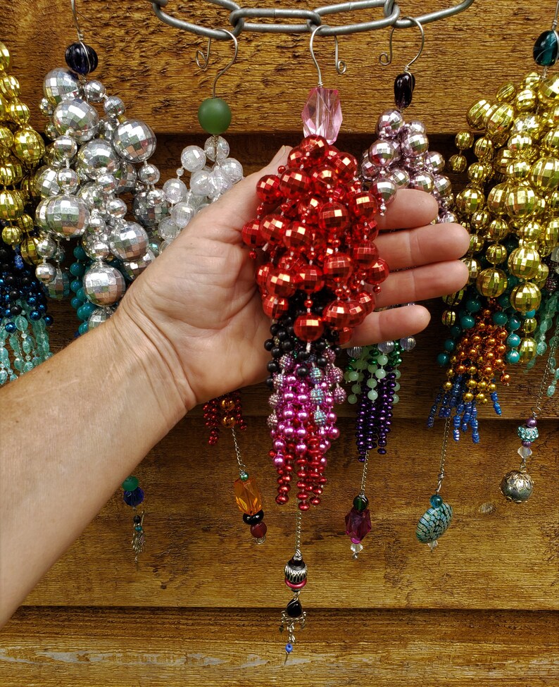 Large 11 Beaded Tassel Home Decor Sparkly Hanging Ornament~Hand made~Vintage garland
