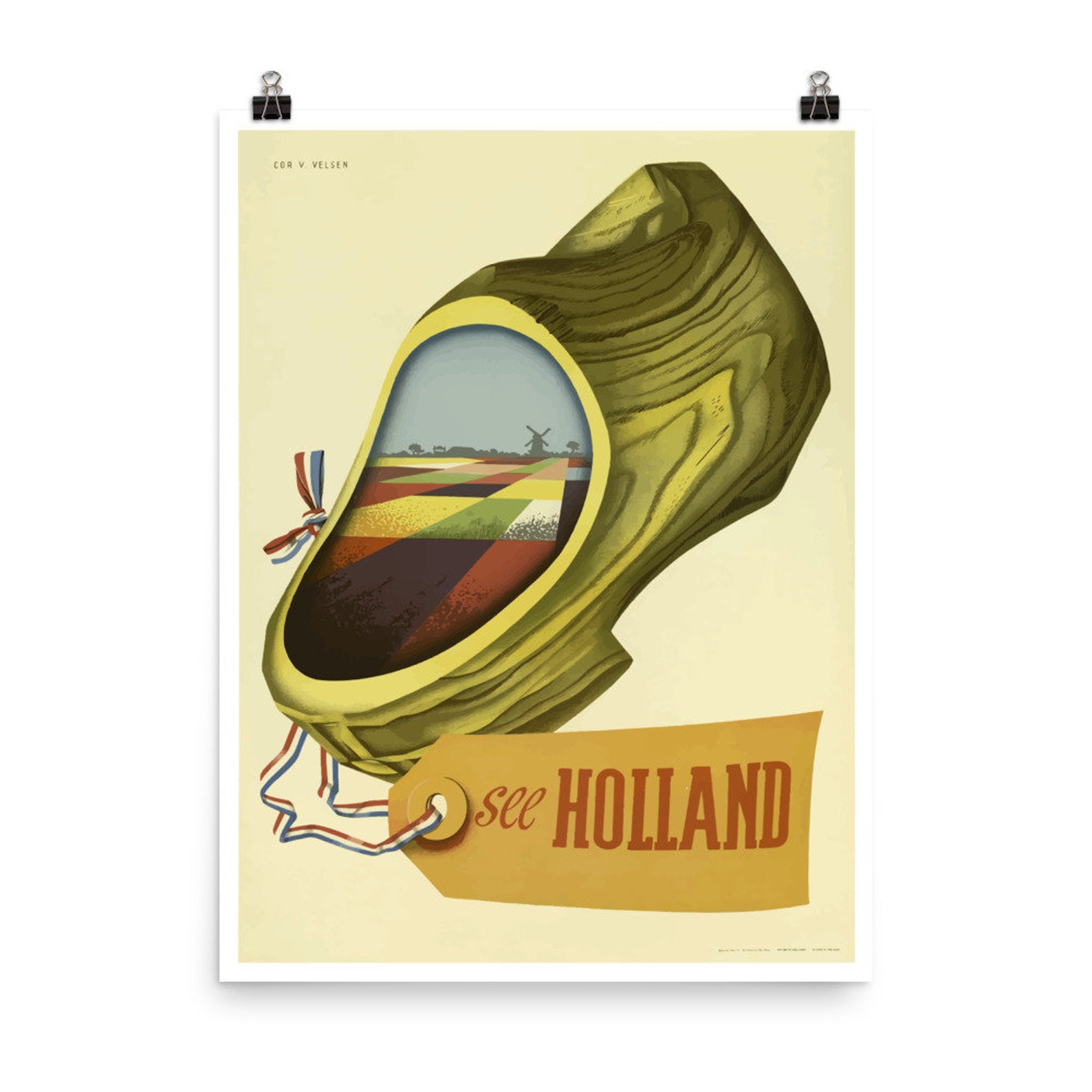 Holland Print Vintage Travel Poster the Netherlands Dutch Print