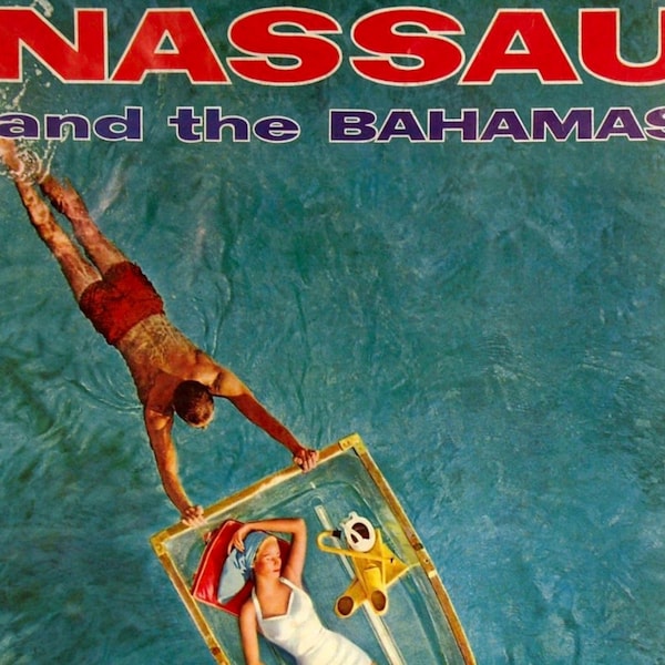 Grande affiche panaméricaine, impression des Caraïbes, annonce de compagnies aériennes vintage, affiche tropicale, Nassau - Bahamas, affiche de voyage dans les Caraïbes