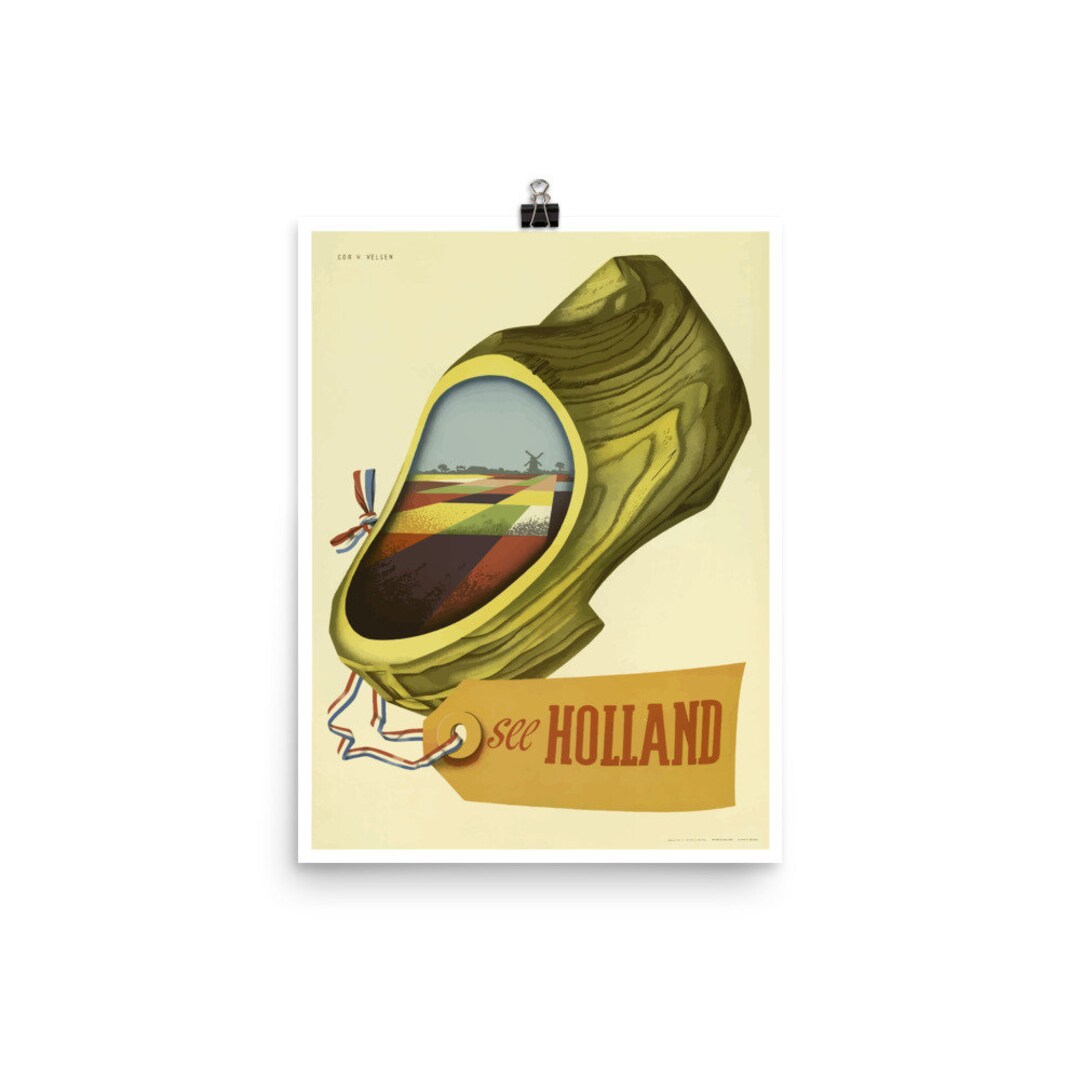 Holland Print Vintage Travel Poster the Netherlands Dutch Print
