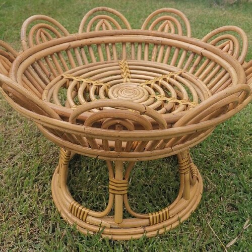 Woven Rattan Pedestal Bowl Pedestal Rattan Fruit Bowl Etsy