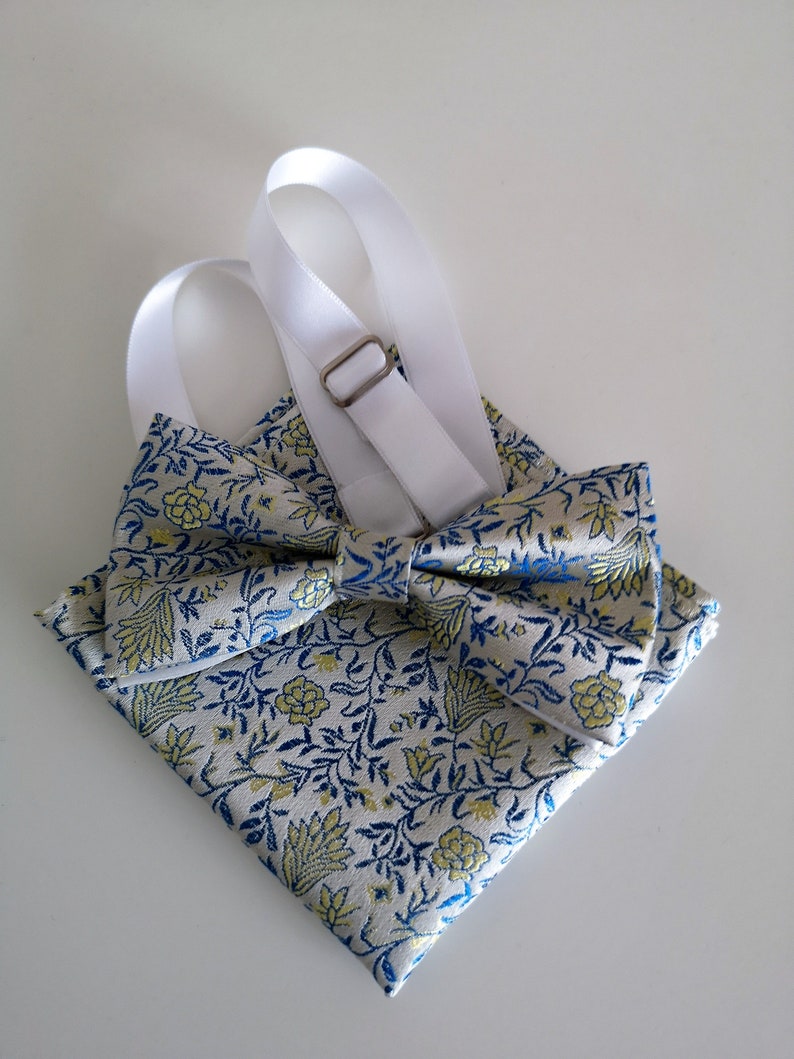 Silk bow tie with silk pocket square
