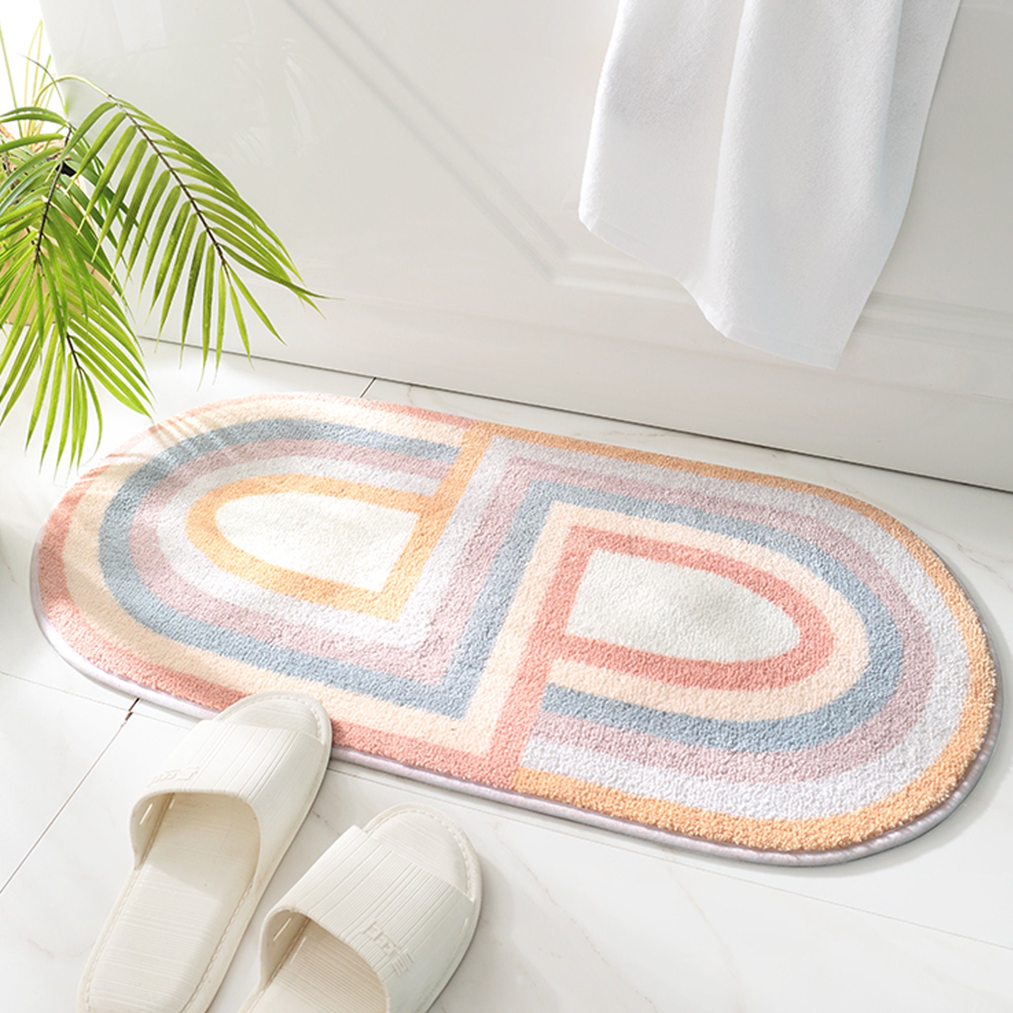 Bath Mat Rug 40x80cm Plush Oval Bath Rugs Washable Bathroom Etsy
