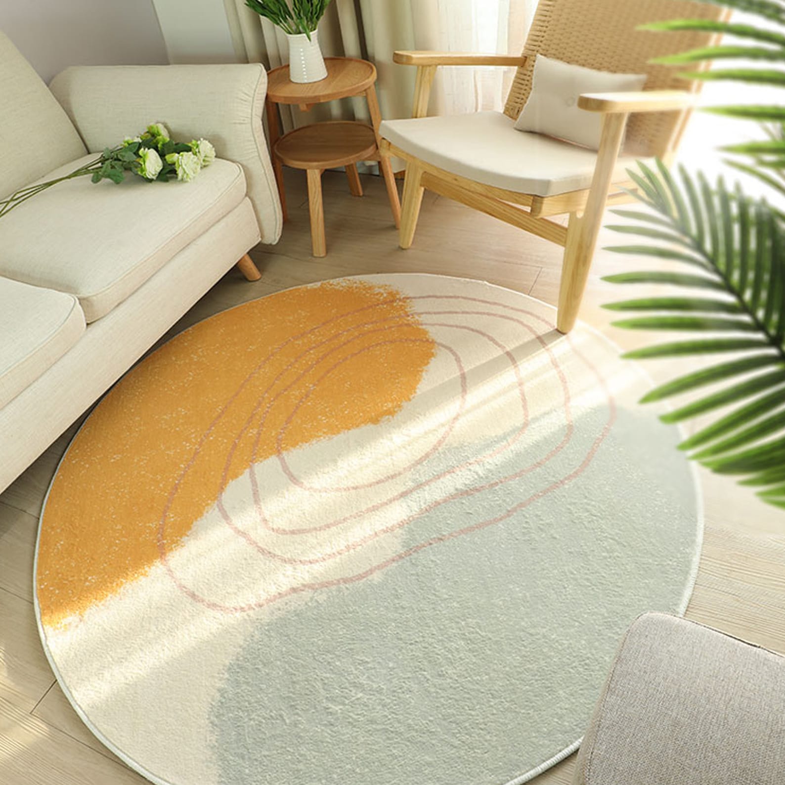Abstract Round Rugs Minimalist Modern Rugs For Living Room Etsy