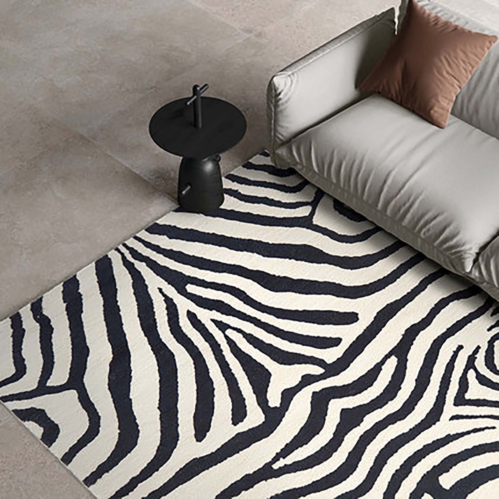 Shaggy Safari Zebra Black Animal Print Area Rugtrendy Luxury Etsy