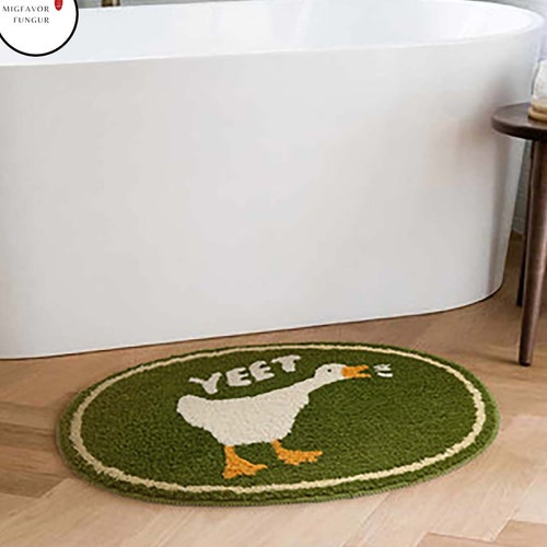 Green Duck Carpet Rugcartoon Duck Pattern Bath Matsnon Slip Etsy