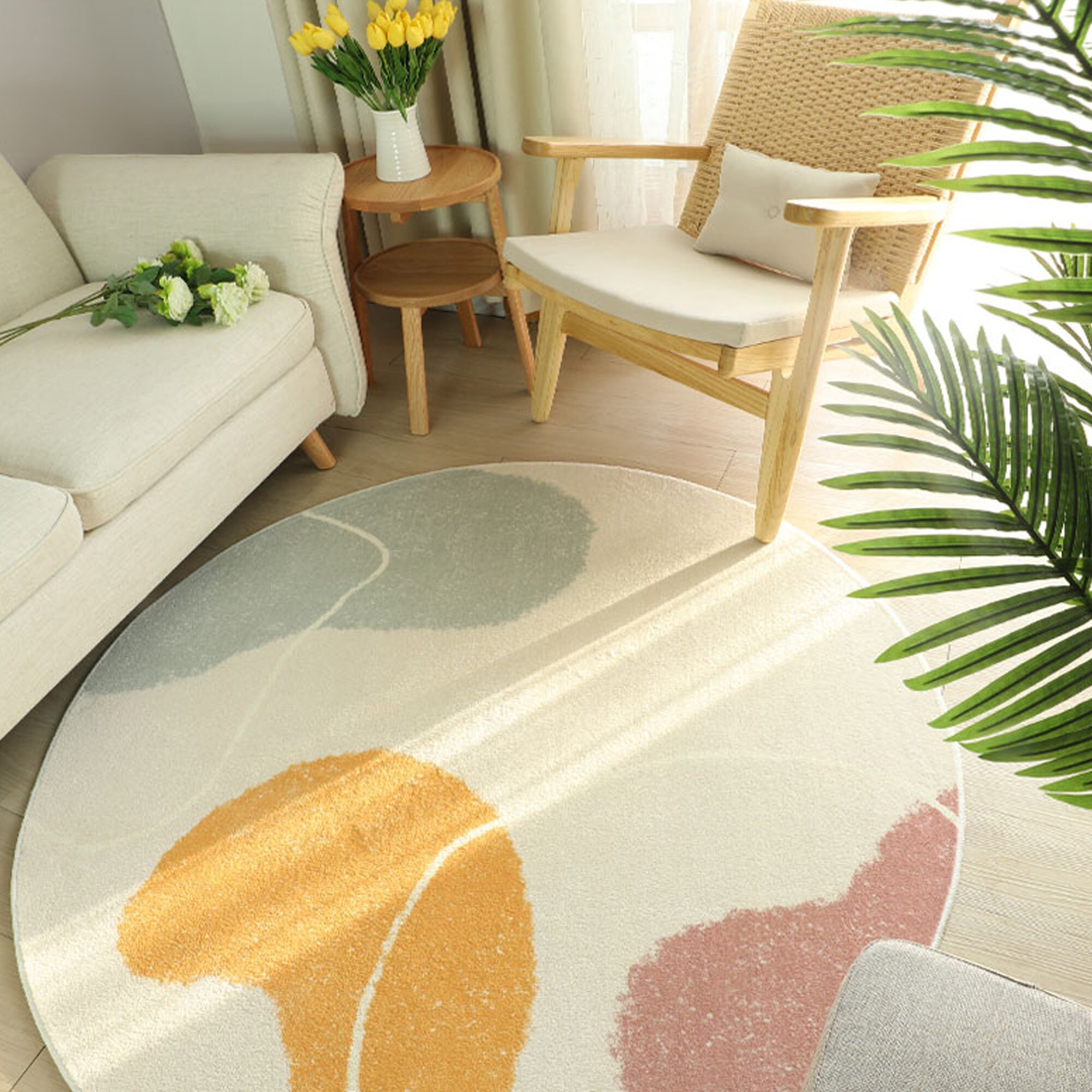 Abstract Round Rugs Minimalist Modern Rugs For Living Room Etsy