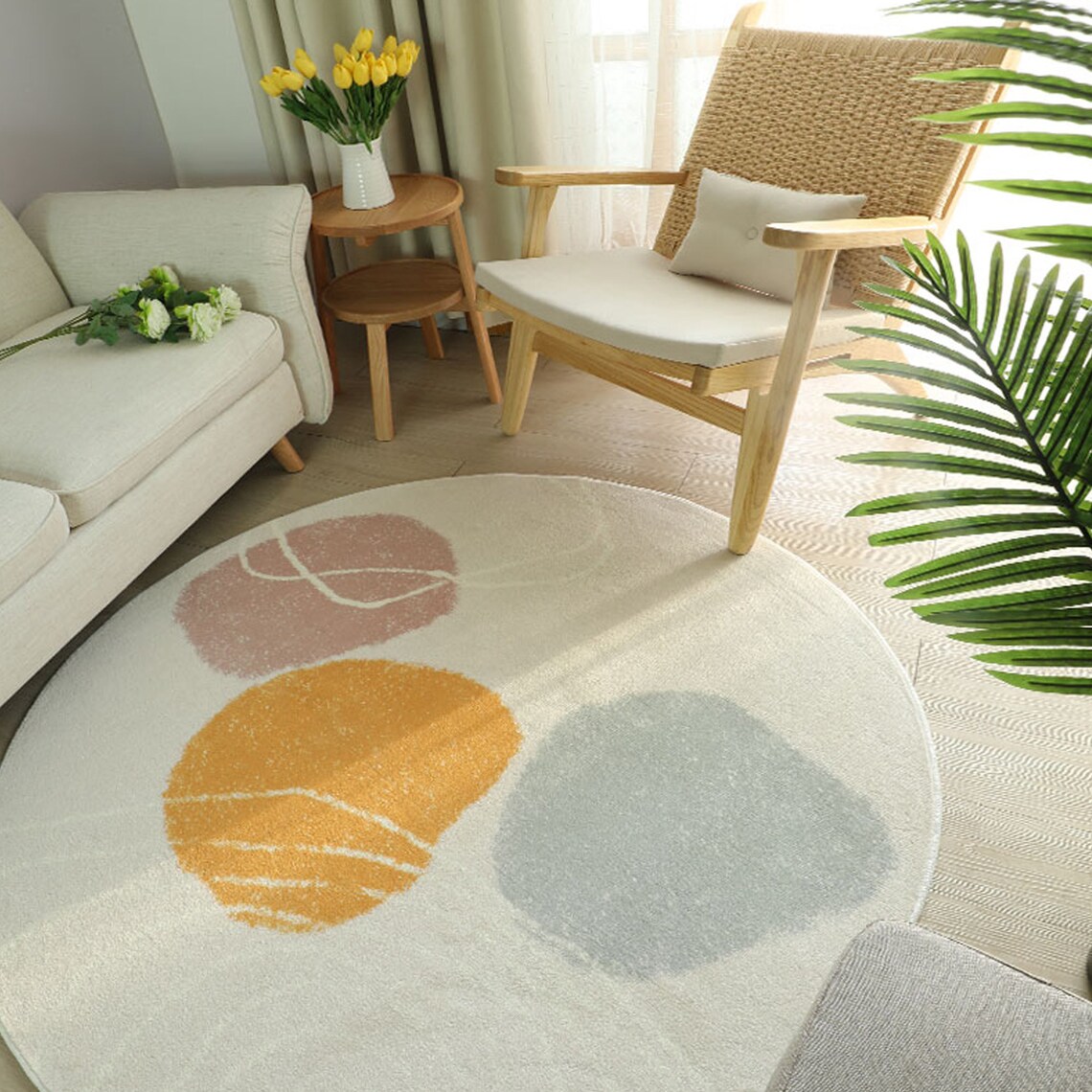 Abstract Round Rugs Minimalist Modern Rugs For Living Room Etsy
