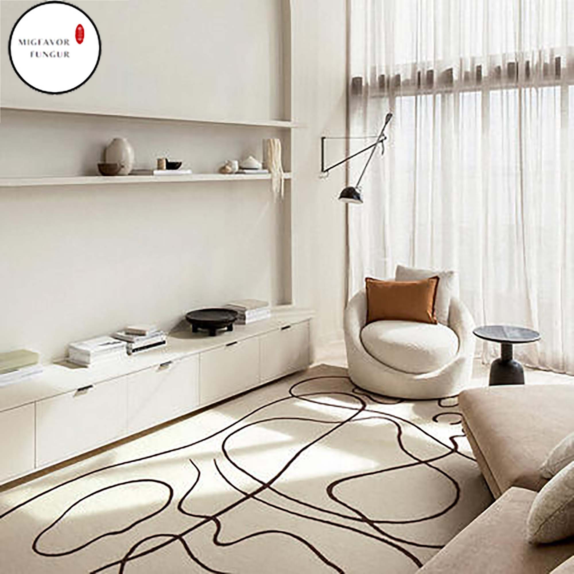 Minimalist Black And Beige Line RugsModern Abstract Line Rugs Etsy