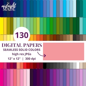 Solid Color Nahtloser Hintergrund Digital Paper Pack Craft Bundle, Regenbogen 130 Farben Kommerzielle Nutzung Instant Download JPGs