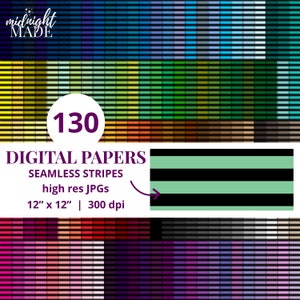 Medium Black Stripes Repeating Seamless Pattern Background Digital Paper Pack Craft Bundle, 130 Colors Commercial Use Instant Download JPGs