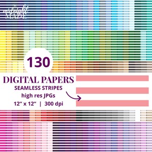 Medium White Stripes Repeating Seamless Pattern Background Digital Paper Pack Craft Bundle, 130 Colors Commercial Use Instant Download JPGs