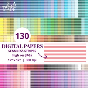 Small White Stripes Repeating Seamless Pattern Background Digital Paper Pack Craft Bundle, 130 Colors Commercial Use Instant Download JPGs