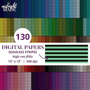 Small Black Stripes Repeating Seamless Pattern Background Digital Paper Pack Craft Bundle, 130 Colors Commercial Use Instant Download JPGs