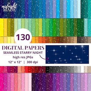 Celestial Night Star herhalende naadloze patroon achtergrond digitale papierverpakking ambachtelijke bundel, 130 kleuren commercieel gebruik Instant Download JPG's