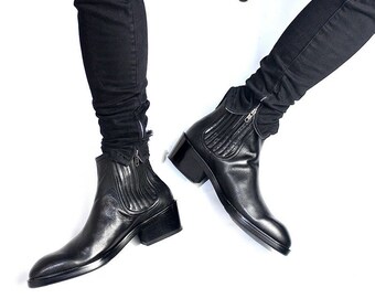 No.66 TOWN Womens Cow Leather Martin Boots Size 6 Black