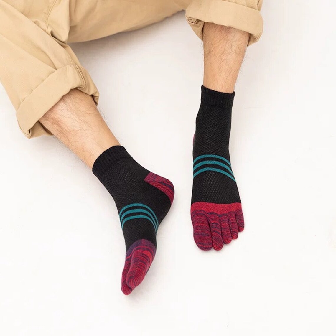 Japanese Style Men's Splittoe Tabi Cotton Socks Fit Sizes Etsy