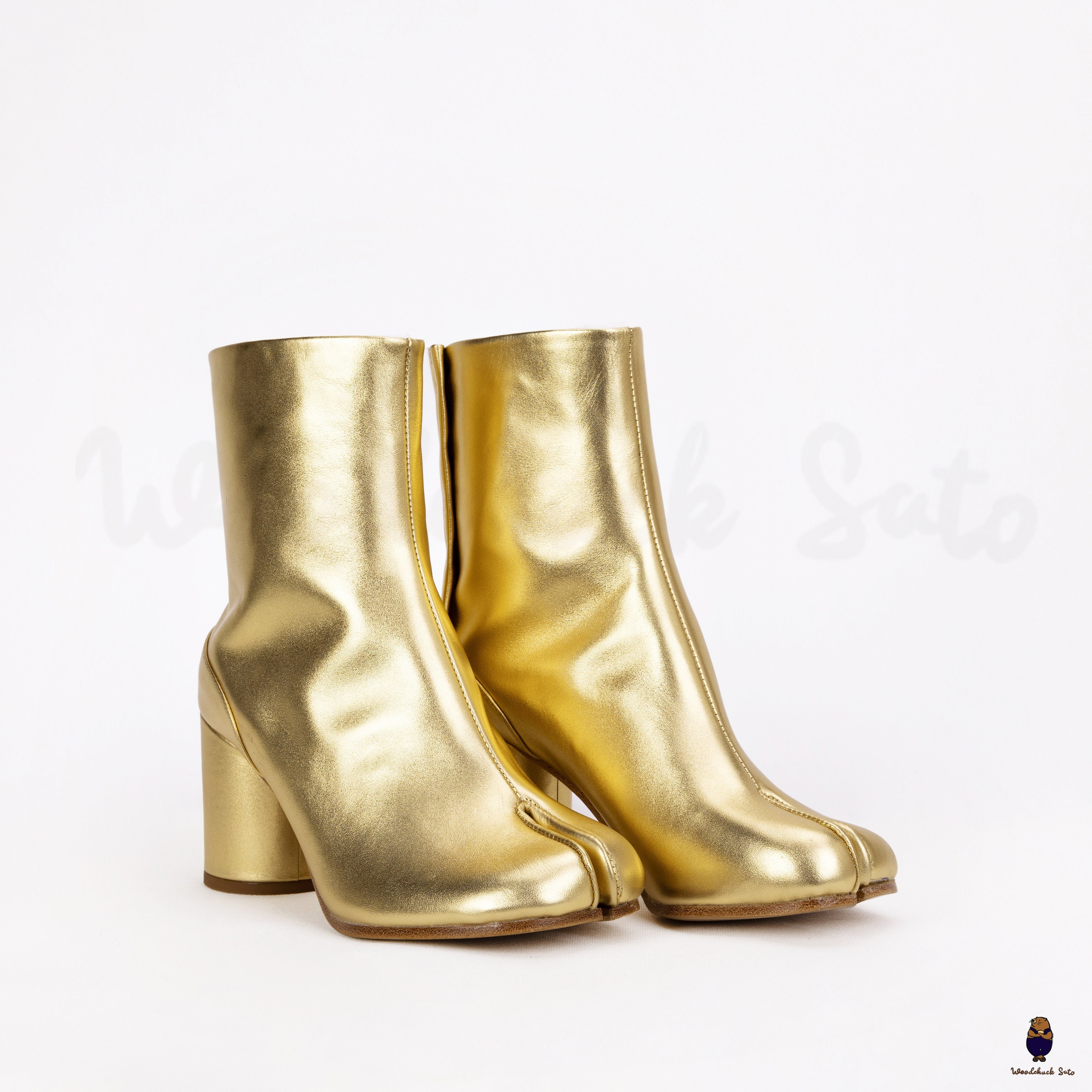 Tabi Split Toe Men's Women's 8cm Heel Leather Boots EU35-48