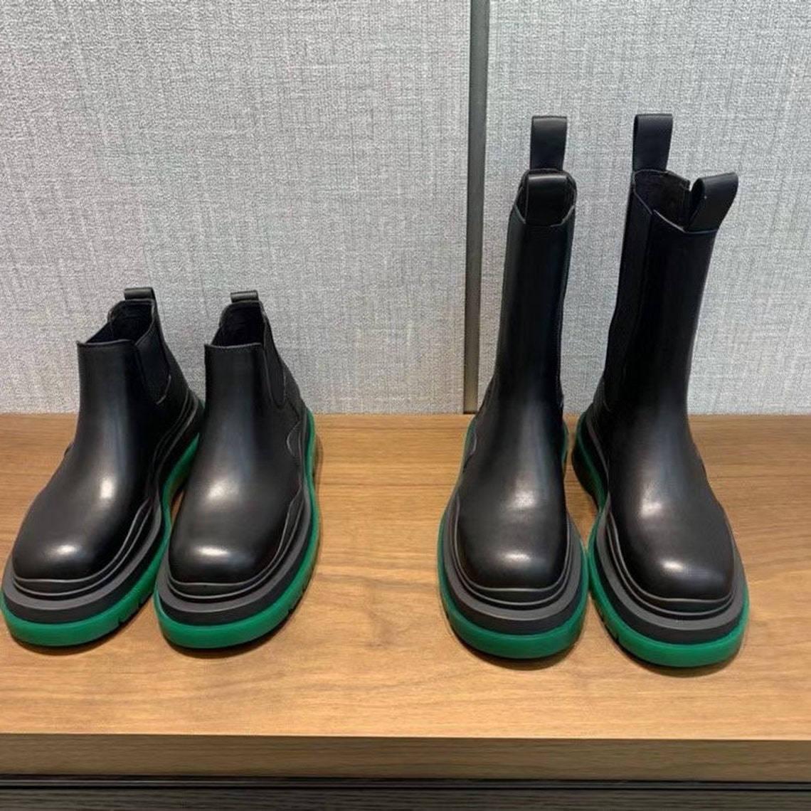 Men's women's leather boots with green bottom Size Etsy