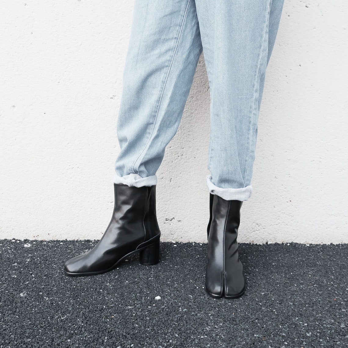 New Tabi split-Toe leather mens womens boots calfskin | Etsy
