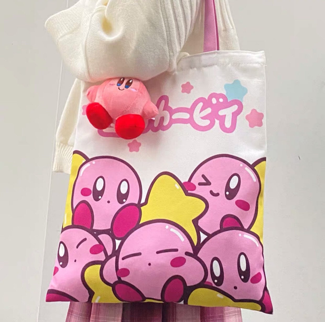 Kirby tote bag/ kirby canvas bag/ handmade kirby tote bag/ Etsy
